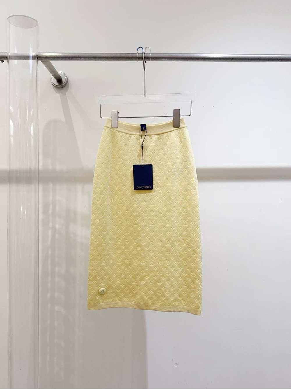 🚩steal Louis Vuitton Yellow Monogram Knit Pencil Skirt